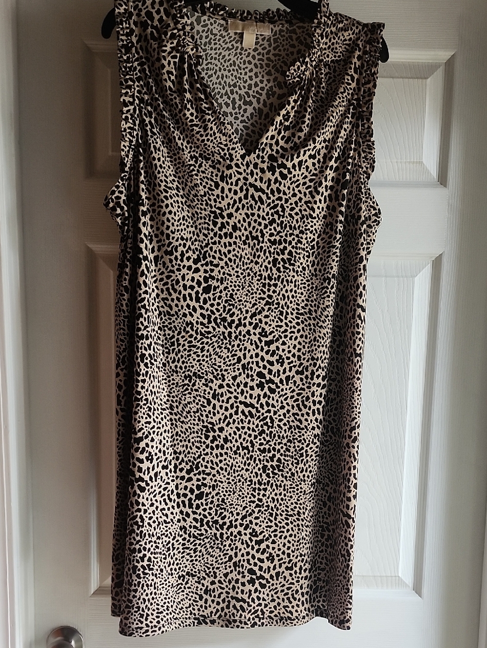 MICHAEL Michael Kors Sleeveless Leopard-Print Midi Dress in Beige and Black